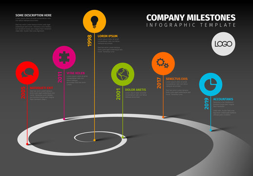 Colorful Spiral Timeline Layout