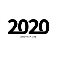 2020 happy new year symbol design. Vector illustration with black holiday sign isolated on white background.