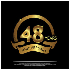 Forty eight years anniversary golden. anniversary template design for web, game ,Creative poster, booklet, leaflet, flyer, magazine, invitation card - Vector