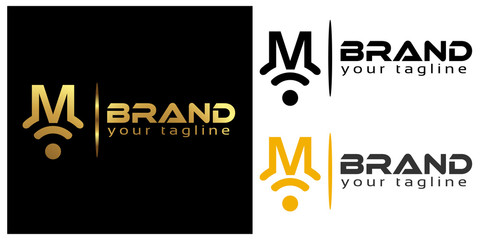 M online logo template, stock logo template.