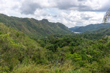 beautiful view in the mountains, cloudy