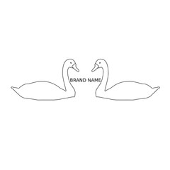 two white swans on white background. Logo concept vector