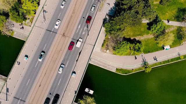aerial footage of road with cars