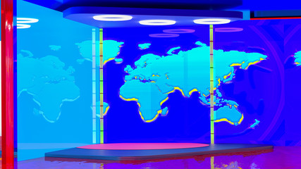 Virtual TV news broadcast studio set background