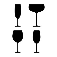 Abstract icon on white backdrop. Wine glass icon vector illustration. Sign, symbol, element. Wineglass outline vector icon. White background. Transparent background. Restaurant concept.