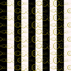 background of white and black vertical lines with golden abstract chains