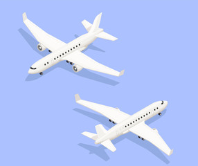 Isometric Jet Airplanes Composition
