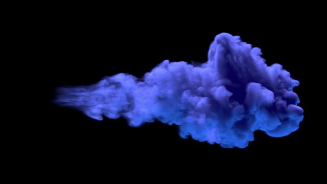 Сolored cloud slowly developing. Separated on pure black background, contains alpha channel.