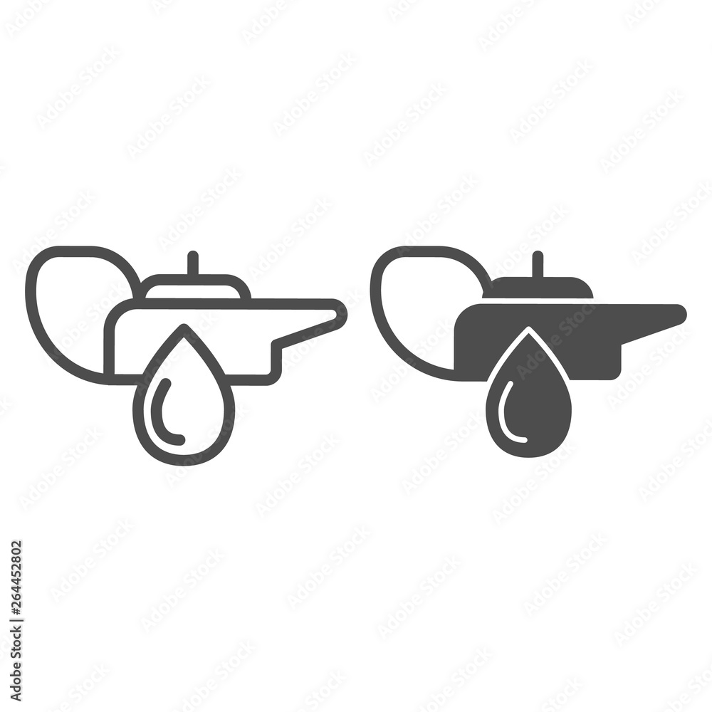 Poster Oiling can line and glyph icon. Oiler vector illustration isolated on white. Can with lubricant outline style design, designed for web and app. Eps 10.