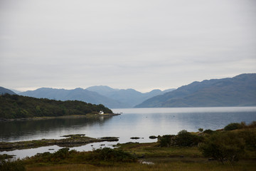 landscape with lake and mountains