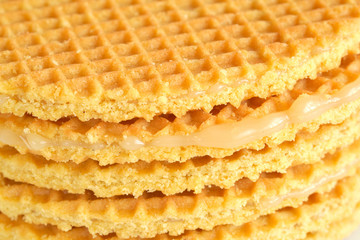 Caramel thin round waffle with Caramel sauce