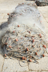 Marettimo, in Sicily, fishing nets used by fishermen.