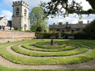 Labyrinth maze cut in turf, Chenies, Buckinghamshire, England, UK