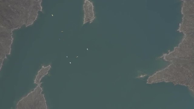 Birdseye view of Kayaking in Hatta. Dubai, United Arab Emirates.