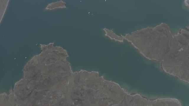 Aerial view of Kayaking from above. Adventure fun activity concept.