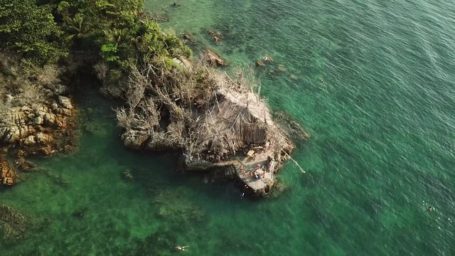 Flying over the water surface of the Gulf of Siam