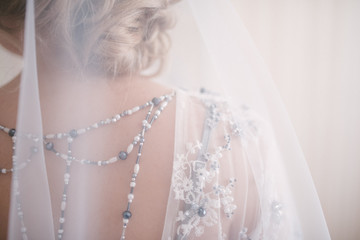 Bride portrait in a wedding dress from the back
