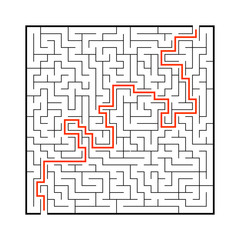 Difficult big maze. Game for kids and adults. Puzzle for children. Labyrinth conundrum. Find the right path. Flat vector illustration.