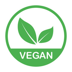 Vegan Bio, Ecology, Organic logo and icon, label, tag. Green leaf icon on white background.