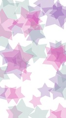 Multicolored translucent stars on a white background. Pink tones. 3D illustration