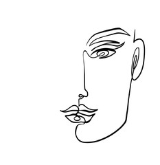 hand drawn vector illustration of woman face, beauty concept, continuous line