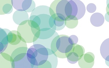 Multicolored translucent circles on a white background. Green tones. 3D illustration