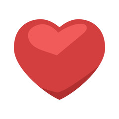 Heart icon illustration in cartoon style, with shadow and light. Romance symbol, valentine's day element.