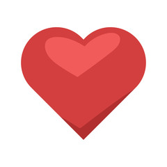 Heart icon illustration in cartoon style, with shadow and light. Romance symbol, valentine's day element.