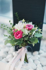 beautiful wedding bouquet with roses
