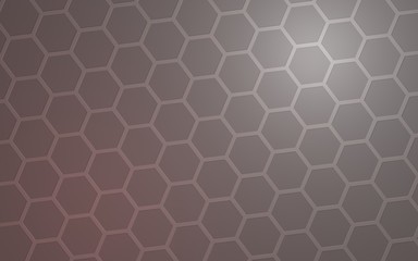 Honeycomb with color lighting, on a gray background. Perspective view on polygon look like honeycomb. Isometric geometry. 3D illustration