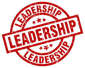 leadership round red grunge stamp