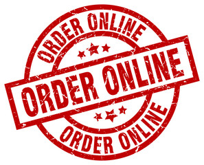 order online round red grunge stamp