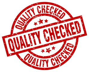quality checked round red grunge stamp