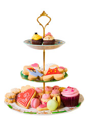 Tray of sweet cookies isolated on white