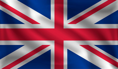 Waving UK flag, the flag of Britain, vector illustration