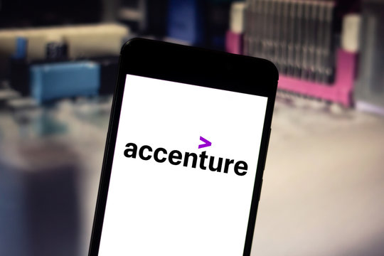 April 25, 2019, Brazil. Accenture logo on the mobile device. Accenture is a global management consulting, information technology and outsourcing company