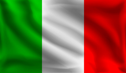 Waving Italian flag, the flag of Italy, vector illustration