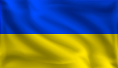 Waving Ukrainian flag, the flag of Ukraine, vector illustration
