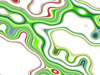 Phosphorescent green bright abstract shapes in motion, vivid colorful background