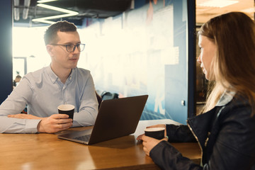 Group of business people having discussion in the office.