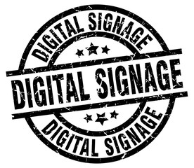 digital signage round grunge black stamp