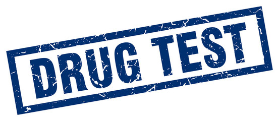 square grunge blue drug test stamp