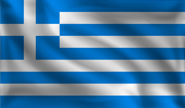 Waving Greeks flag, the flag of Greece, vector illustration