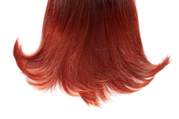 Long red hair isolated on white background