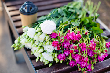 bouquet of flowers on wooden table