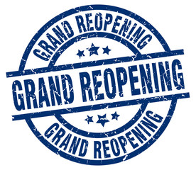 Fototapeta premium grand reopening blue round grunge stamp