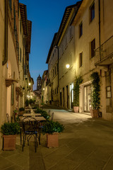 Fototapeta premium San Quirico dOrcia nightscape. Siena Province, Tuscany, Italy.
