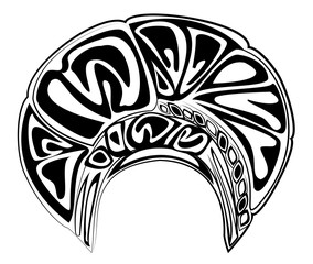 Female headpiece for woman, turban. Bright knitted scarf. Clothes are beautiful and stylish. Graphic image. Vector illustration