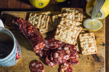  chopped pepperoni lemon tea  uruguaya  picada 