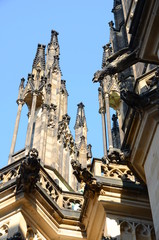 Gargoyles on the facade of St. Vitus Cathedral in Prague